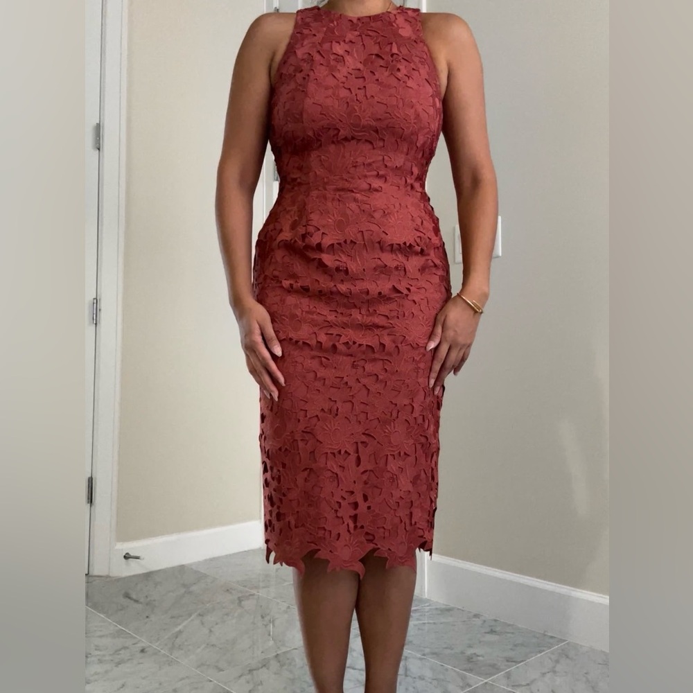 Women’s beautiful sleeveless rust color dress